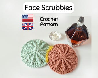 Crochet Pattern: Face Scrubbie with Handle - Reusable Eco Friendly Bathroom Set