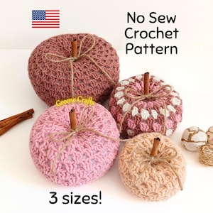 Crochet Pattern: Granny Stitch Pumpkins - 3 Sizes, 2 Versions - No Sew Rustic Fall Table Decor