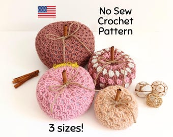 Crochet Pattern: Granny Stitch Pumpkins - 3 Sizes, 2 Versions - No Sew Rustic Fall Table Decor