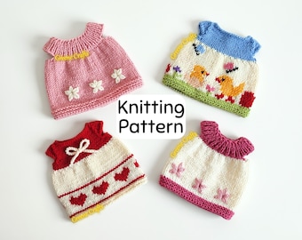 Knitting Pattern Bundle: Dresses for Toys – 3 Patterns, 4 Versions