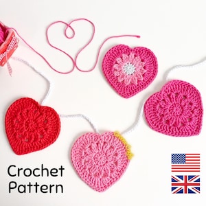 Crochet Pattern: Heart Garland – Valentine’s Day Ornament (PDF)