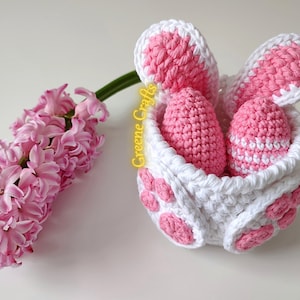 Easter Bunny Basket Crochet Pattern, Crochet Egg Holder, Kids' Easter Basket, Crochet Easter Egg Pattern, Spring Downloadable PDF Pattern image 3