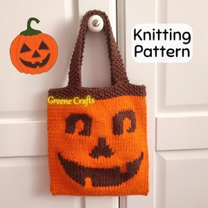 Halloween Bag Knitting Pattern, Knitted Jack-o-lantern Bag, Kids Pumpkin Bag Pattern, Trick or Treat Bag Pattern, PDF Knitting Pattern