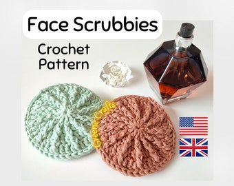 Crochet Face Scrubbies Pattern, Cotton Face Scrubby with Handle, Crochet Bathroom Spa Set Pattern, Eco Friendly Face Scrubbies PDF Pattern