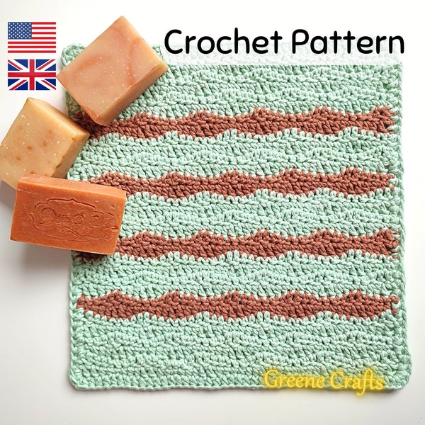 Washcloth Crochet Pattern, Crochet Dishcloth Pattern, Farmhouse Dishcloth, Eco Friendly Crochet Washcloth, Crochet Towel for the Kitchen