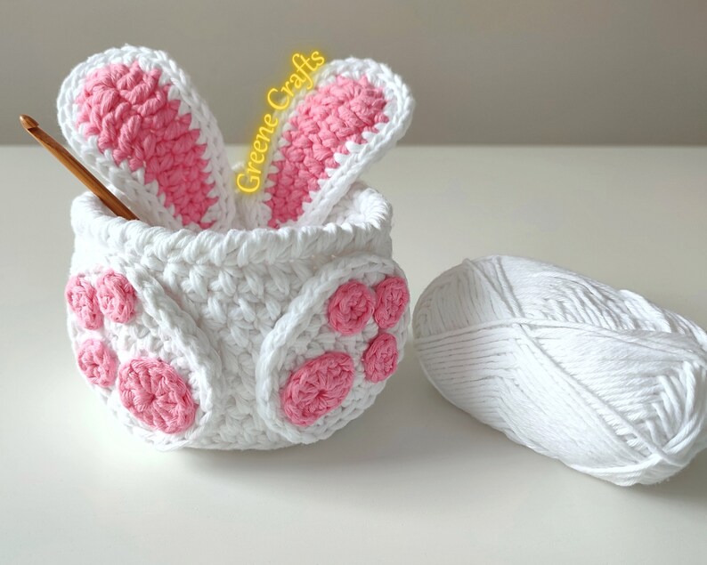 Easter Bunny Basket Crochet Pattern, Crochet Egg Holder, Kids' Easter Basket, Crochet Easter Egg Pattern, Spring Downloadable PDF Pattern image 4