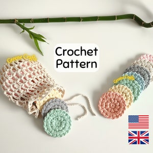 Crochet Face Scrubbies Pattern, Mesh Laundry Bag Pattern, Crochet Spa Set Pattern, Crochet Bathroom Set Pattern, Reusable Eco Friendly Set
