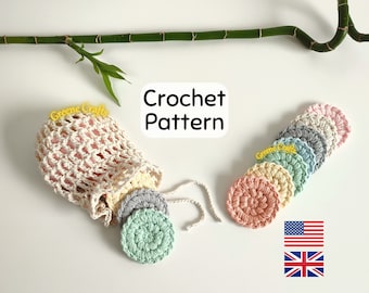 Crochet Face Scrubbies Pattern, Mesh Laundry Bag Pattern, Crochet Spa Set Pattern, Crochet Bathroom Set Pattern, Reusable Eco Friendly Set