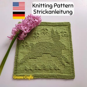 Knitting Pattern: Bunny Dishcloth or Washcloth - Beginner-Friendly Easter Knitting Project (English and German PDF)