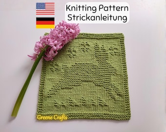 Knitting Pattern: Bunny Dishcloth or Washcloth - Beginner-Friendly Easter Knitting Project (English and German PDF)