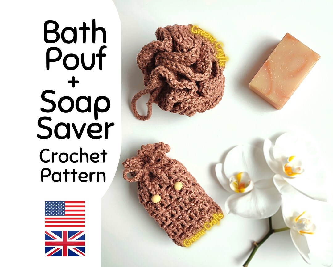 Crochet Soap Saver Pattern, Crochet Bath Pouf Pattern, Crochet Spa Set