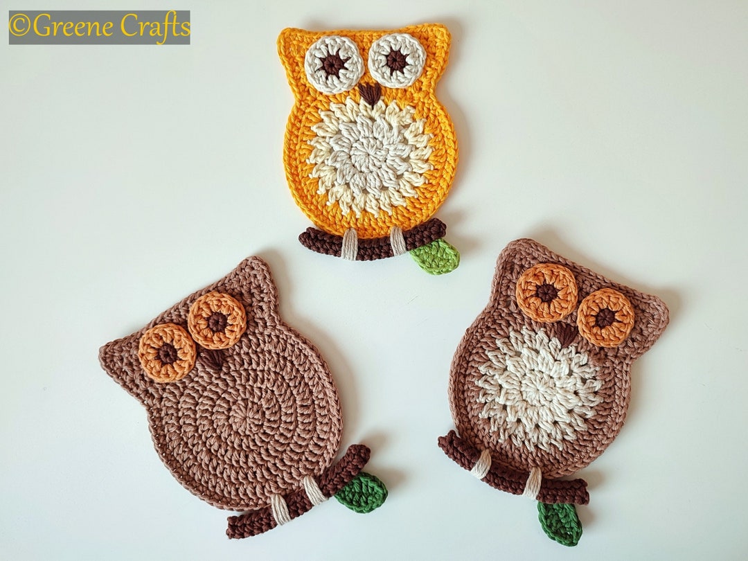 Crochet Owl Wall Hanging Pattern, Owl Coaster Crochet Pattern, Beginner