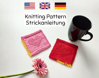 Strickanleitung: Herz Untersetzer für Anfänger (Deutsch & Englisch)