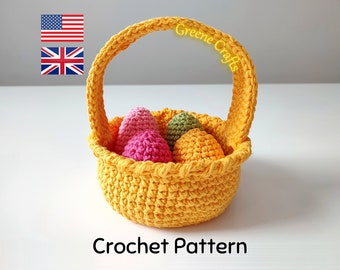 Beginner Easter Basket Crochet Pattern, Crochet Egg Holder, Kids' Easter Basket, Crochet Easter Egg Pattern, Spring Downloadable PDF Pattern