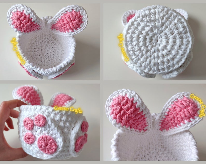 Easter Bunny Basket Crochet Pattern, Crochet Egg Holder, Kids' Easter Basket, Crochet Easter Egg Pattern, Spring Downloadable PDF Pattern image 5