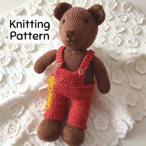 Knit Toy Pattern, DIY Bear Boy Soft Toy Pattern, Downloadable PDF Knitting Pattern, Knit Bear Toy, Baby Bear with Clothes Knitting Pattern