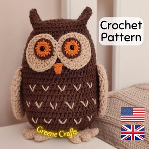 Owl Crochet Pattern, Owl Amigurumi, Crochet Toy Pattern, Bird Home Decor or Doorstop, Owl Plushie for Teacher, Downloadable Crochet Pattern