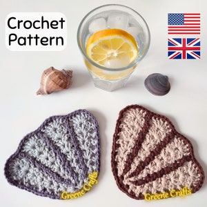 Crochet Scallop Coaster Pattern - Seashell Applique (PDF)