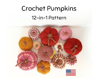 Crochet Pattern Bundle: 12-in-1 Pumpkin Pattern – Halloween & Thanksgiving Table Decor