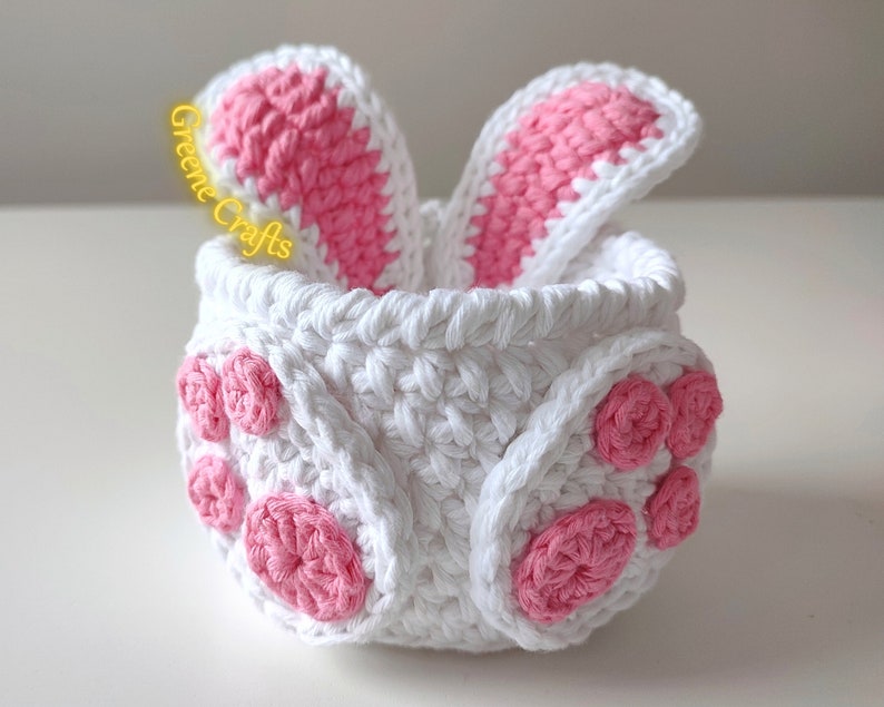 Easter Bunny Basket Crochet Pattern, Crochet Egg Holder, Kids' Easter Basket, Crochet Easter Egg Pattern, Spring Downloadable PDF Pattern image 8