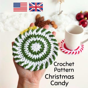 Crochet Pattern: Christmas Candy Coaster - Peppermint Coaster for Beginners