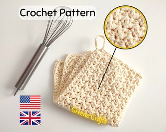 Crochet Washcloth Pattern, Farmhouse Dishcloths, Hand Crochet Washcloth Pattern, Eco Friendly Crochet Washcloths, Crochet Towels for Kitchen