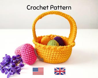 Crochet Pattern: Beginner-Friendly Easter Basket & Eggs – Downloadable PDF