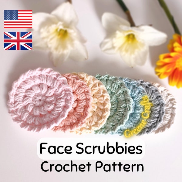 Crochet Face Scrubbie Pattern, Crochet Spa Set Pattern, Cotton Face Scrubby, Crochet Bathroom Set Pattern, Reusable Face Scrubbies Set