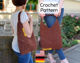 Crochet Pattern: Everyday Hexagon Bag – Sturdy Shoulder Bag That Keeps Its Shape - English and German PDF