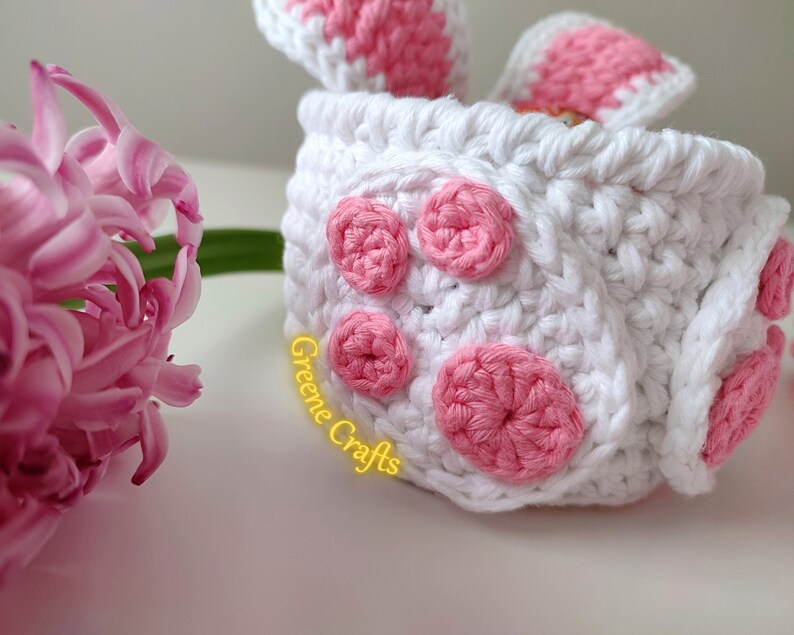 Easter Bunny Basket Crochet Pattern, Crochet Egg Holder, Kids' Easter Basket, Crochet Easter Egg Pattern, Spring Downloadable PDF Pattern image 6