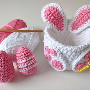 Easter Bunny Basket Crochet Pattern, Crochet Egg Holder, Kids' Easter Basket, Crochet Easter Egg Pattern, Spring Downloadable PDF Pattern image 2