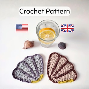 Crochet Scallop Coaster Pattern - Seashell Applique (PDF)