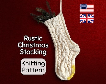 Rustic Cabled Christmas Stockings Pattern, Christmas Knit Stockings Pattern, Cozy Knit Stockings Christmas Pattern, PDF Knitting Pattern