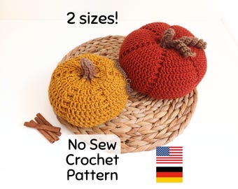 Crochet Pattern: Fall Pumpkins in 2 Sizes - Rustic Thanksgiving Table Decor