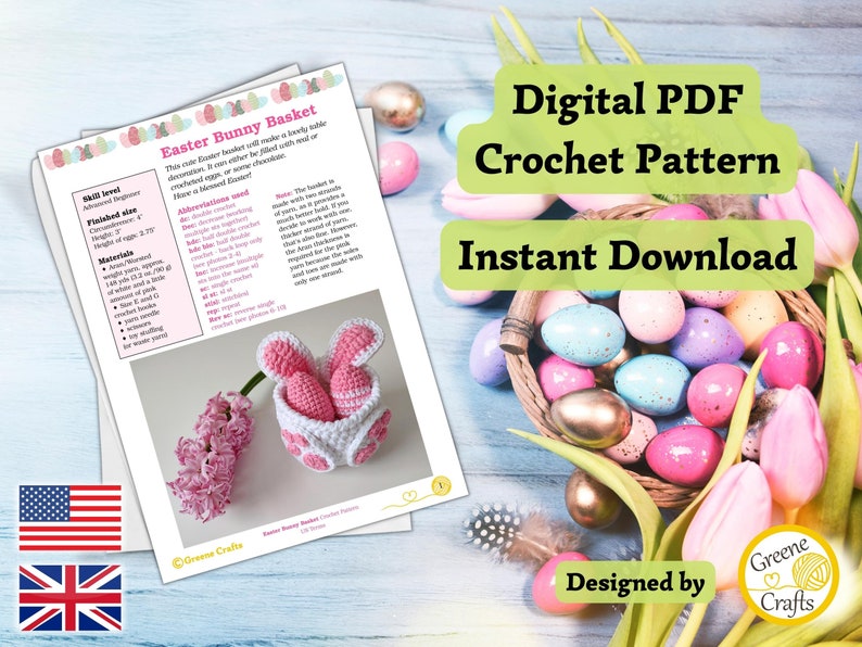 Easter Bunny Basket Crochet Pattern, Crochet Egg Holder, Kids' Easter Basket, Crochet Easter Egg Pattern, Spring Downloadable PDF Pattern image 9