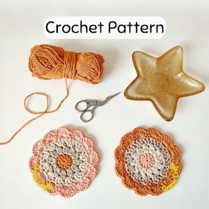Crochet Pattern: Floral Coaster, Spring Flower Garland (Digital Download)
