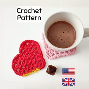 Crochet Pattern: Valentine's Day Granny Stitch Heart Coaster (Downloadable PDF)