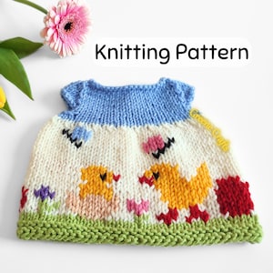Easter Dress for Bunny Toy, Knit Toy Dress Pattern for Bunny Girl Soft Toy, Downloadable PDF Knitting Pattern for Spring, Knit Bunny Dress