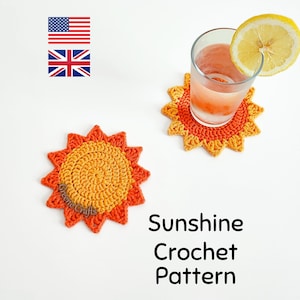 Crochet Pattern: Sun Coaster, Summer Applique (Digital Download)