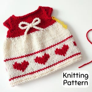 Heart Dress for Teddy Bear, Playdoll Dress Knitting Pattern, Doll Clothes Knitting Pattern, Downloadable PDF Knitting Pattern, Bunny Dress