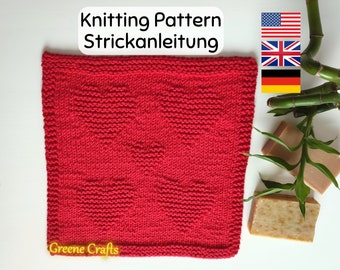Heart Dishcloth Knitting Pattern, Fast Knit Project, Heart Dishcloth or Washcloth Knitting Pattern, Herz Waschlappen oder Spültuch