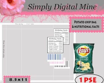 YOU Design!!! Potato chip bag Templates!! With barcodes and nutritional facts for both boys and girls!! DELUX!!