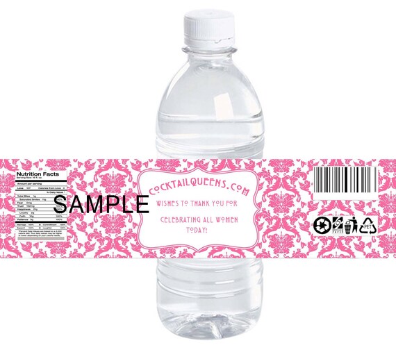 YOU PRINT Pink Damask Water bottle labels Customized for Etsy
