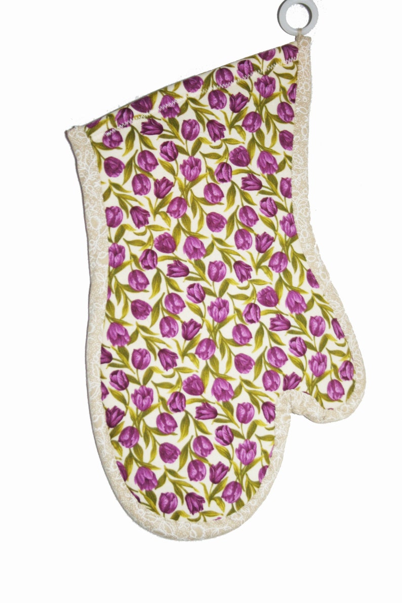 Extra Large Pot holders oven mitt Purple tulips
