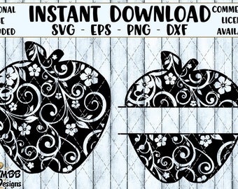 Instant Download - Personal Use - Apple Flourish and Split Flourish - SVG PNG DXF - Cut cutting File svg file Shirt Cup Mug Designs Wall Art