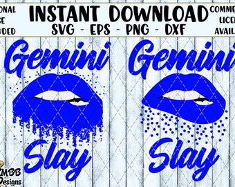 Instant Download - Personal Use - Both Designs Included - Gemini Slay Lips Zodiac Sign - SVG PNG DXF - Cut, Shirt Cup Design Wall Art