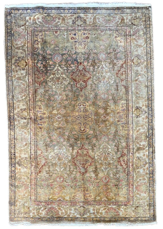 ヴィンテージ トルコ カイセリ シルク ラグ 1.65 m x 1.16 m - Etsy 日本