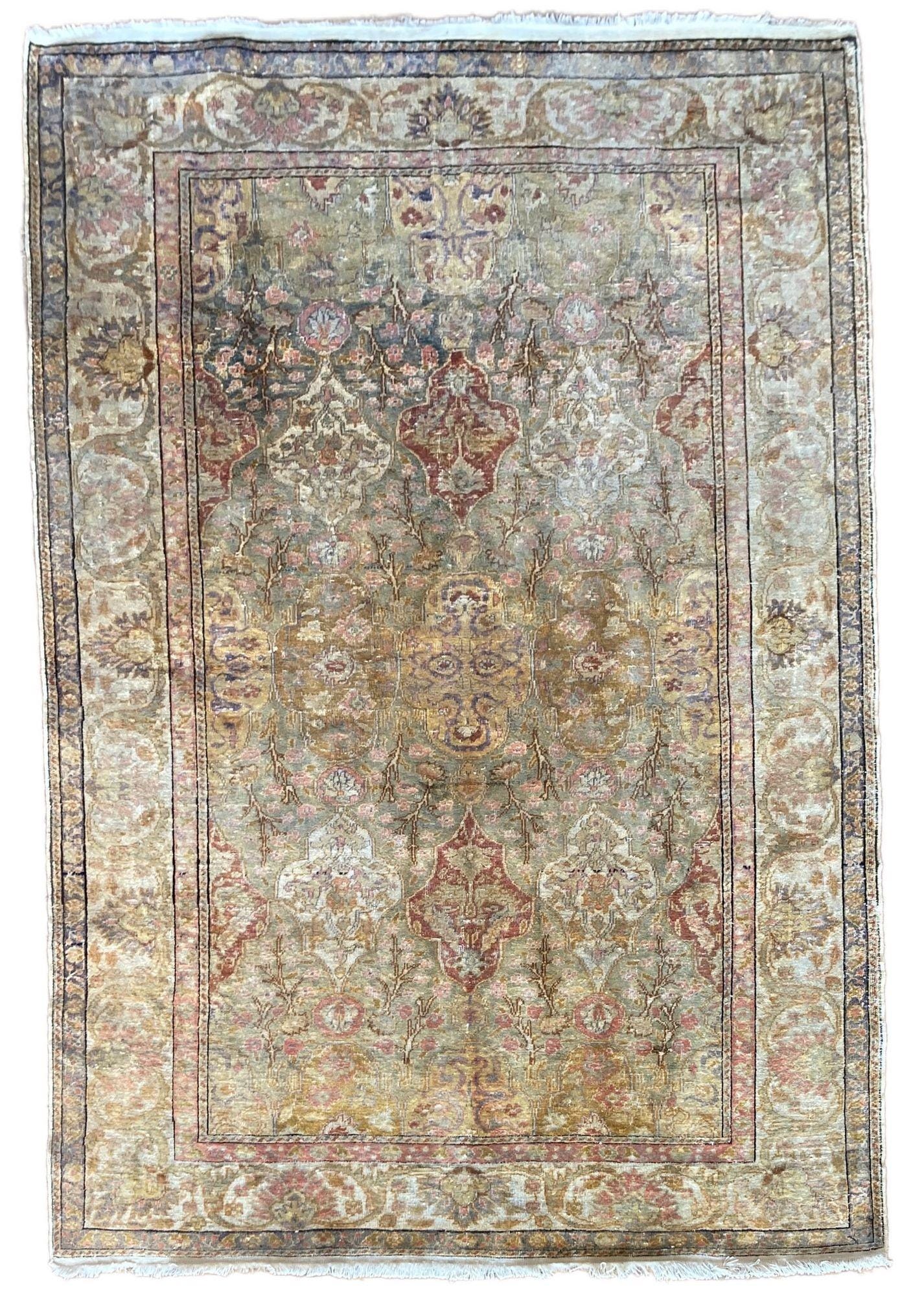 ヴィンテージ トルコ カイセリ シルク ラグ 1.65 m x 1.16 m - Etsy 日本