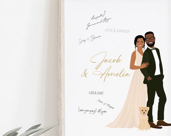 Custom Illustrated Cartoon Portrait Libro de visitas Alternativo