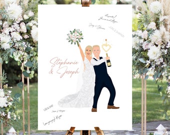 Custom Illustrated Cartoon Portrait Libro de visitas Alternativo